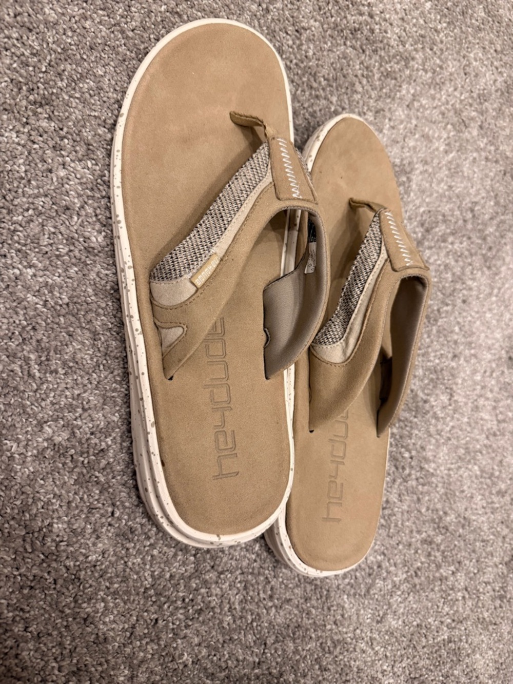 Hey Dude Tan Flip-Flop Sandals with Cushioned Footbed